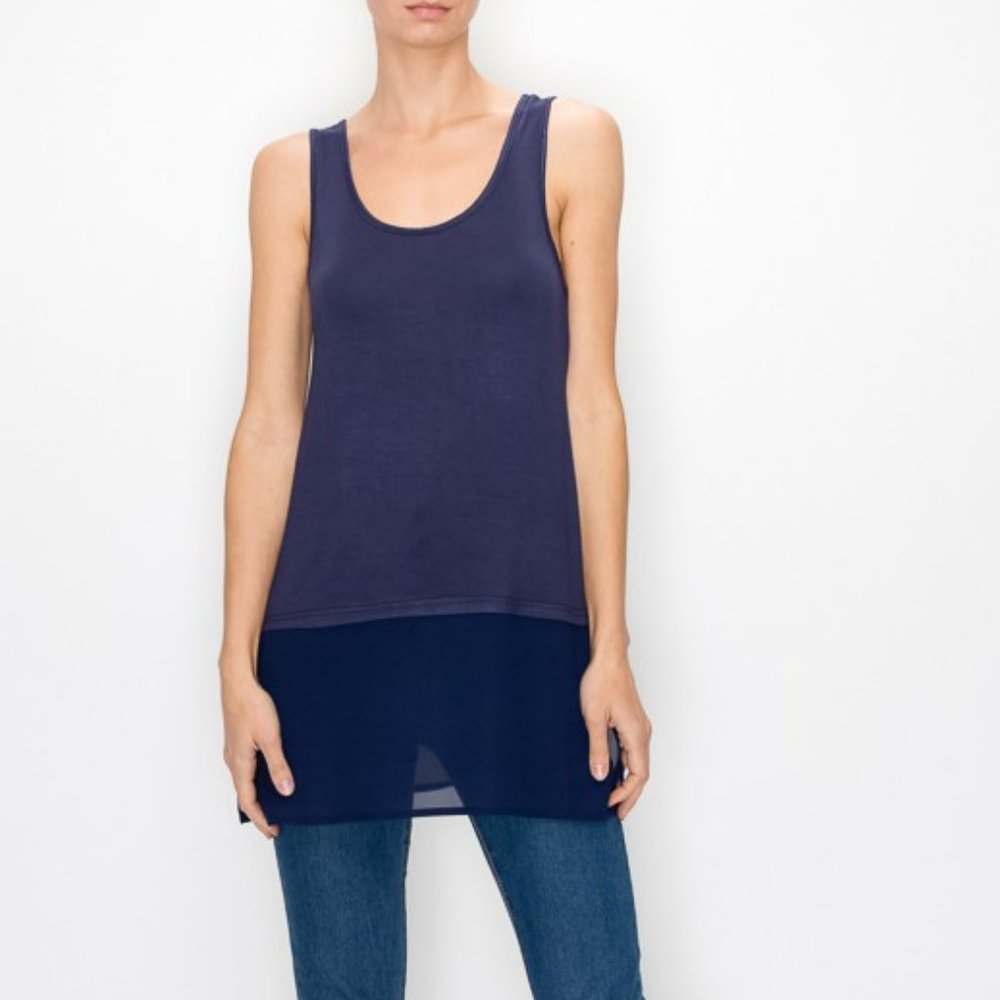 NEW ORIGAMI under garment tank top tunic CAMI shirt black ivory beige navy SM-2X - Picture 5 of 7